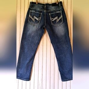 Mens True Luck Jeans 34x30  Blue Indigo Bootcut Denim Western Wide Stitch Rodeo